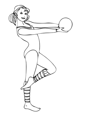 Rhythmic Gymnastics Exercises With Ball Coloring Page